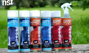 Gamme de produits NST pour l'entretien des vêtements techniques, y compris la lessive pour Gore-Tex.