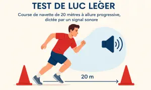 Un homme court lors du test de Luc Léger, une course de navette de 20m rythmée par des bips sonores.