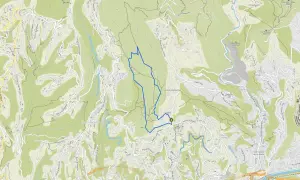 Carte d'un sentier de randonnée ou pour courir à Nice, traversant des collines et des zones boisées.