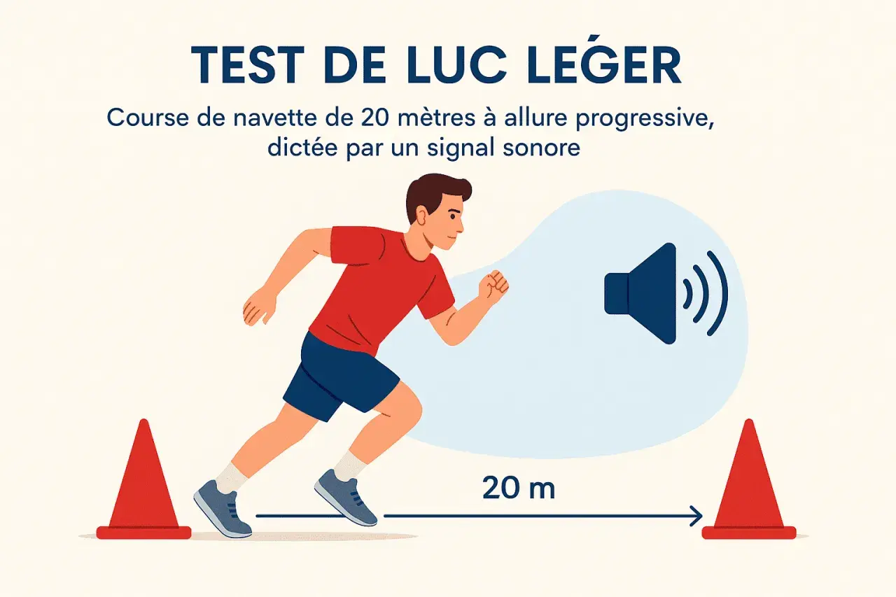 Un homme court lors du test de Luc Léger, une course de navette de 20m rythmée par des bips sonores.