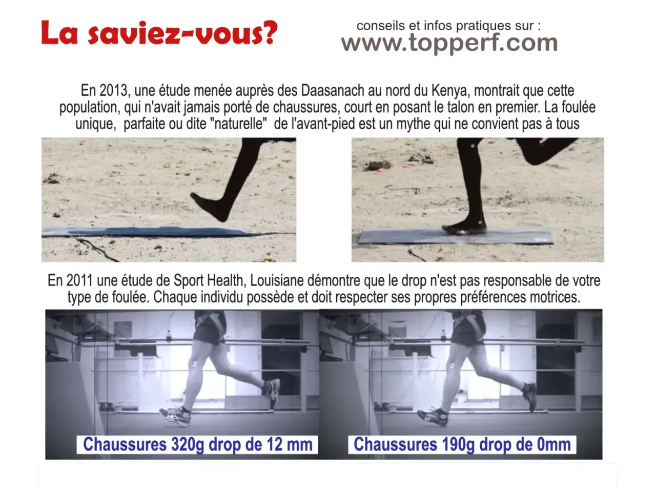 Étude sur le drop chaussure running : une foulée naturelle n'est pas universelle. Le drop n'est pas responsable de votre type de foulée.