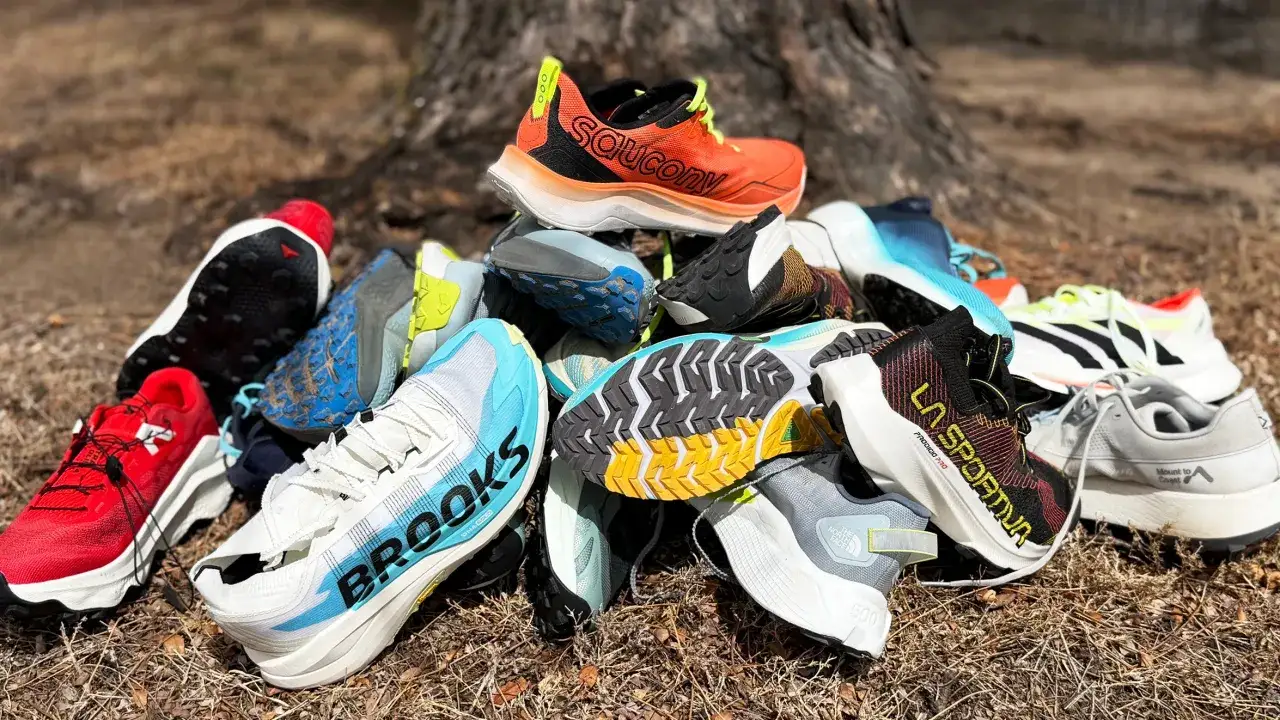 Un assortiment de chaussures de trail color&eacute;es, parfait pour vous aider &agrave; choisir vos chaussures de trail id&eacute;ales.
